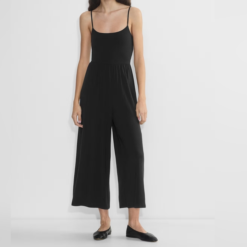 Aritzia Wilfred Free Market Jumpsuit Black Wide Cropped Leg S